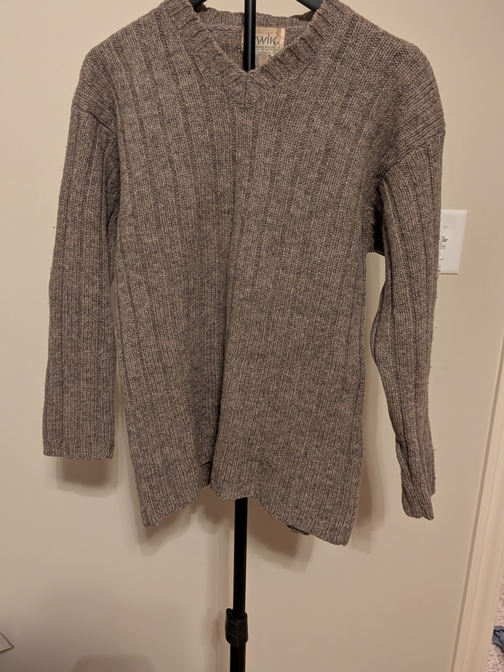 Vintage twik Heathered Taupe Ribbed Wool Sweater
